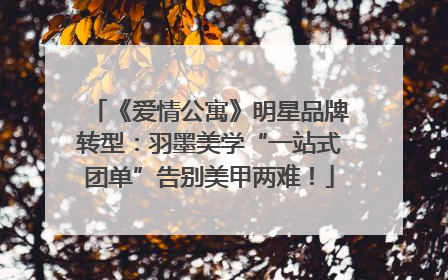 《爱情公寓》明星品牌转型：羽墨美学“一站式团单”告别美甲两难！