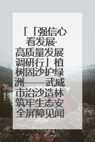 「强信心 看发展·高质量发展调研行」植树固沙护绿洲——武威市治沙造林筑牢生态安全屏障见闻