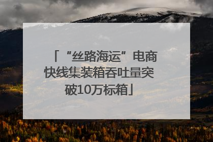 “丝路海运”电商快线集装箱吞吐量突破10万标箱