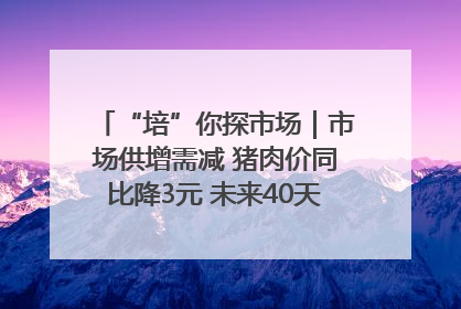 “培”你探市场｜市场供增需减 猪肉价同比降3元 未来40天便宜猪肉敞开吃