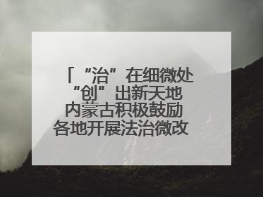 “治”在细微处 “创”出新天地 内蒙古积极鼓励各地开展法治微改革 小创新
