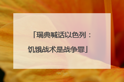 瑞典喊话以色列：饥饿战术是战争罪