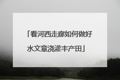 看河西走廊如何做好水文章浇灌丰产田