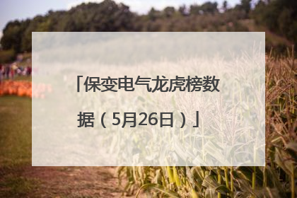 保变电气龙虎榜数据（5月26日）