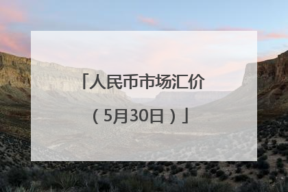 人民币市场汇价（5月30日）