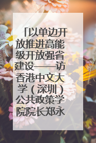 以单边开放推进高能级开放强省建设——访香港中文大学（深圳）公共政策学院院长郑永年