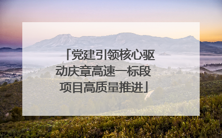 党建引领核心驱动庆章高速一标段项目高质量推进
