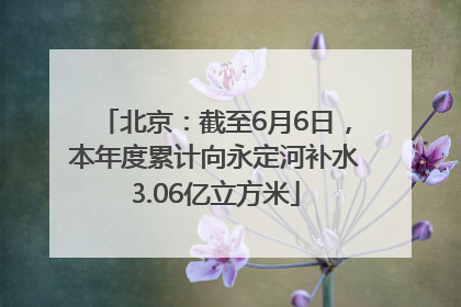 北京：截至6月6日，本年度累计向永定河补水3.06亿立方米