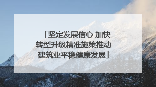 坚定发展信心 加快转型升级精准施策推动建筑业平稳健康发展