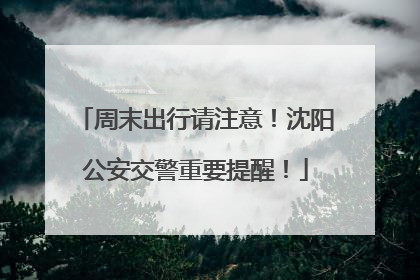 周末出行请注意！沈阳公安交警重要提醒！