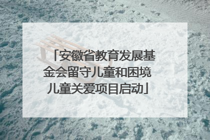 安徽省教育发展基金会留守儿童和困境儿童关爱项目启动