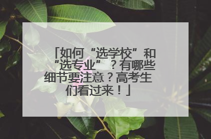 如何“选学校”和“选专业”？有哪些细节要注意？高考生们看过来！