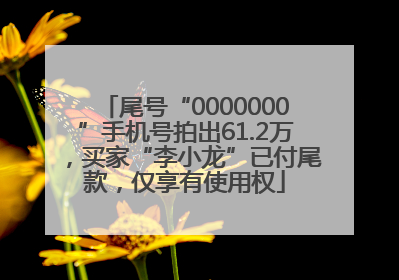 尾号“0000000”手机号拍出61.2万，买家“李小龙”已付尾款，仅享有使用权