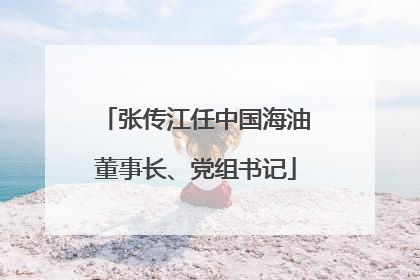 张传江任中国海油董事长、党组书记