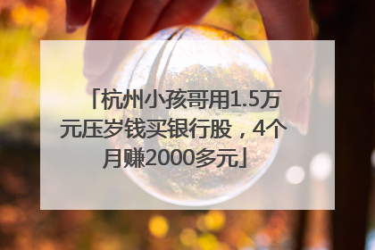杭州小孩哥用1.5万元压岁钱买银行股，4个月赚2000多元