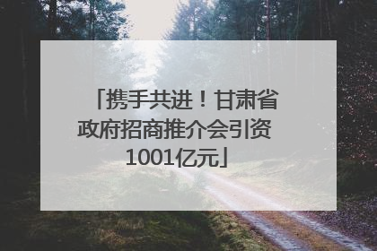 携手共进！甘肃省政府招商推介会引资1001亿元