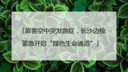 旅客空中突发急症，长沙边检紧急开启“绿色生命通道”