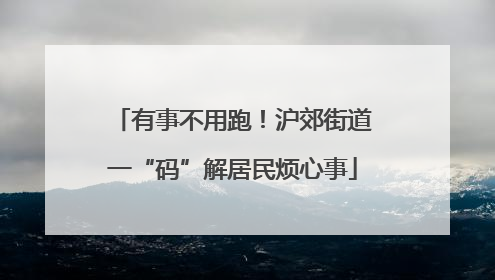 有事不用跑！沪郊街道一“码”解居民烦心事