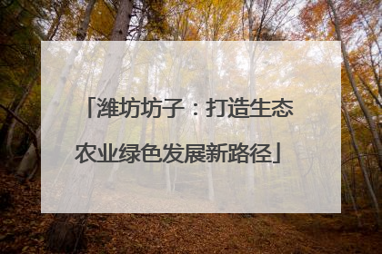 潍坊坊子：打造生态农业绿色发展新路径