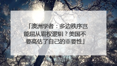 澳洲学者：多边秩序岂能屈从霸权逻辑？美国不要高估了自己的重要性
