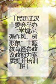 民建武汉市委会举办“学规定、强作风、树形象”主题教育暨参政议政能力素质提升培训班