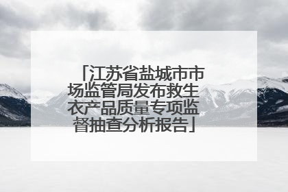 江苏省盐城市市场监管局发布救生衣产品质量专项监督抽查分析报告