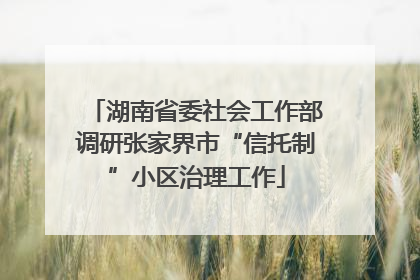 湖南省委社会工作部调研张家界市“信托制”小区治理工作