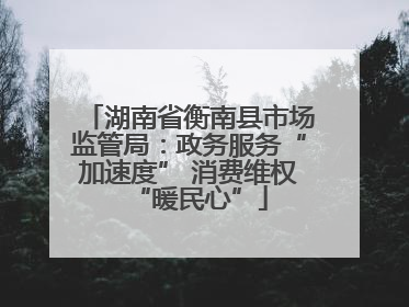 湖南省衡南县市场监管局：政务服务“加速度” 消费维权“暖民心”
