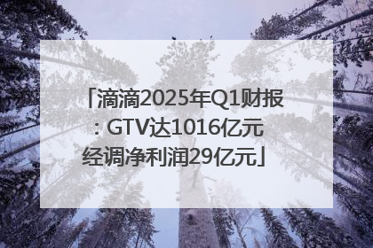 滴滴2025年Q1财报：GTV达1016亿元 经调净利润29亿元