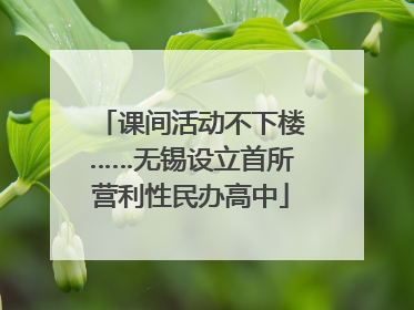课间活动不下楼……无锡设立首所营利性民办高中