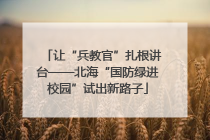让“兵教官”扎根讲台——北海“国防绿进校园”试出新路子