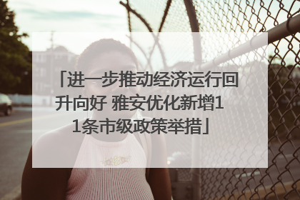 进一步推动经济运行回升向好 雅安优化新增11条市级政策举措