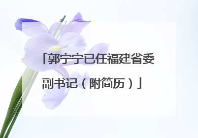 郭宁宁已任福建省委副书记（附简历）