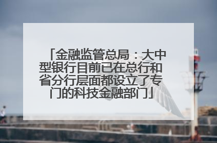 金融监管总局：大中型银行目前已在总行和省分行层面都设立了专门的科技金融部门
