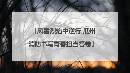 风雪烈焰中逆行 瓜州消防书写青春担当答卷