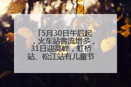 5月30日午后起，火车站客流增多，31日迎高峰，虹桥站、松江站有儿童节和端午亲子活动
